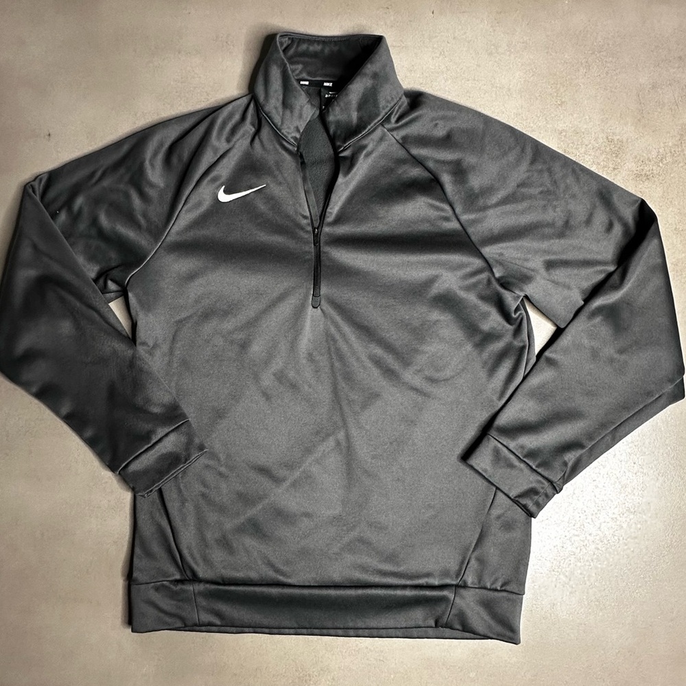 Nike Therma Dri-Fit LS 1/4 Zip Anthracite Training Pullover Shirt - M